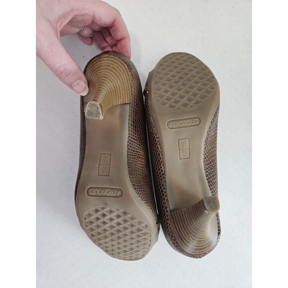 Aerosoles Brown Peep Toe Pumps Heels Shoes Women's 6.5 Heelrest - Picture 7 of 7